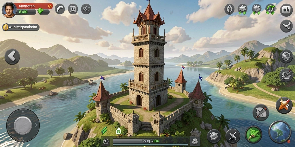 Tampilan gameplay menara yang seru dan strategis di 8180.