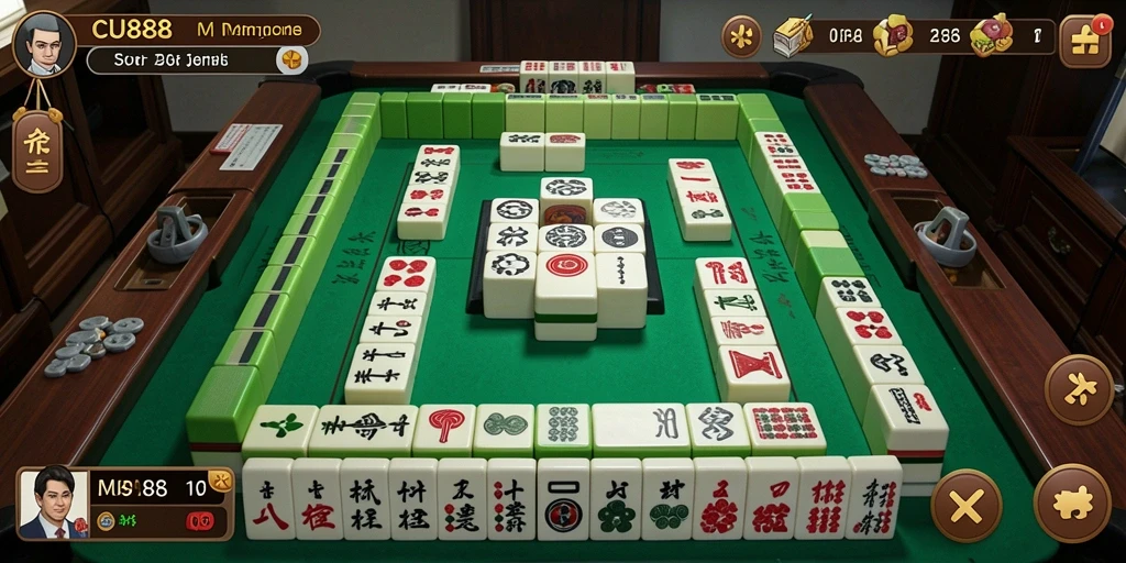 Screenshot CU888 menampilkan gameplay Mahjong yang seru dan menarik.