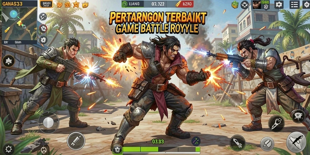 Screenshot dari gameplay mendebarkan dalam Ganas33 Battle Royale.