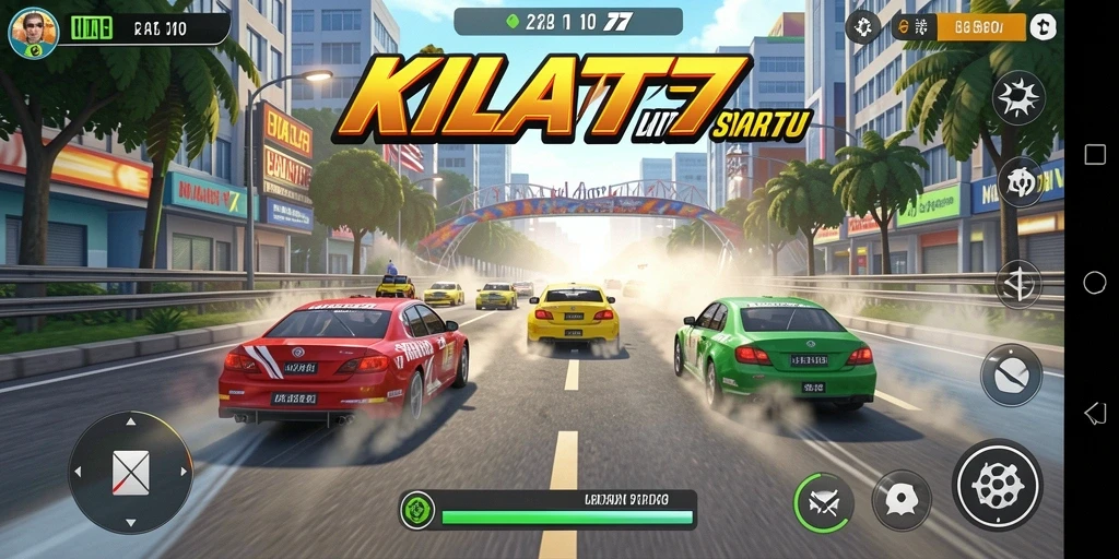 Tampilan gameplay balapan KILAT77 dengan grafik menawan.