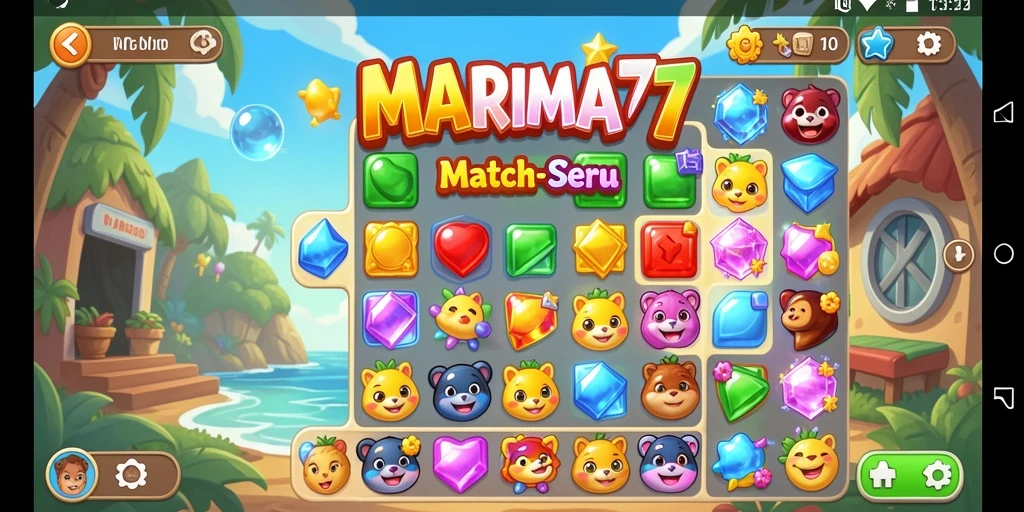 Tampilan menarik dan gameplay seru dari MARIMA77 dalam genre Match-3.