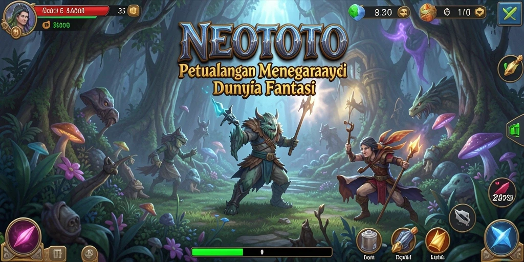 Screenshot gameplay NEOTOTO yang menampilkan dunia petualangan yang menakjubkan.