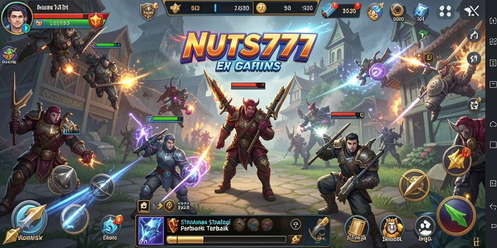 Screenshot gameplay NUTS777 yang menampilkan strategi dan pertarungan seru.