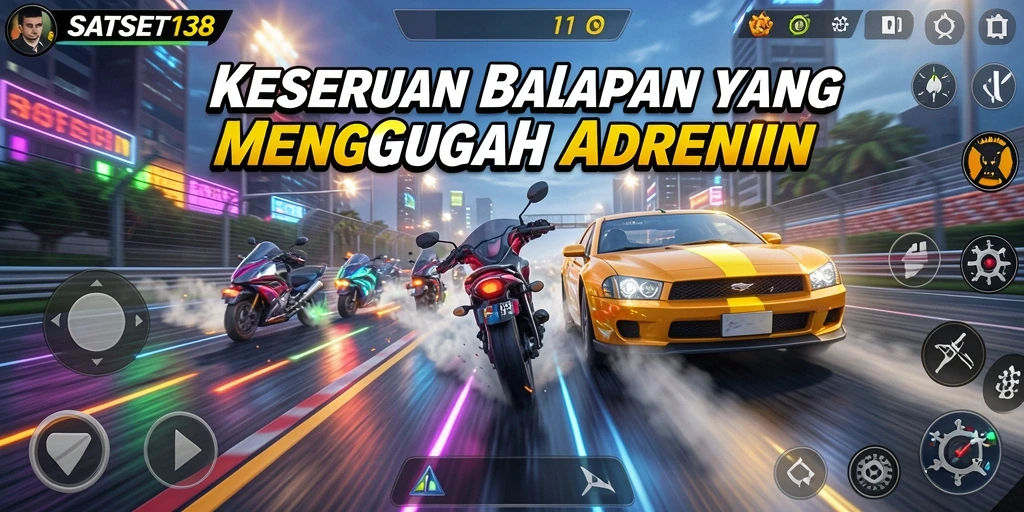 Screenshot utama SATSET138 menampilkan aksi balapan yang mendebarkan dan grafik mengesankan.