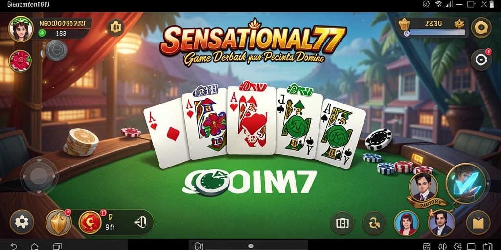 Tampilan gameplay seru dalam SENSATIONAL77 yang menunjukkan momen bermain domino.