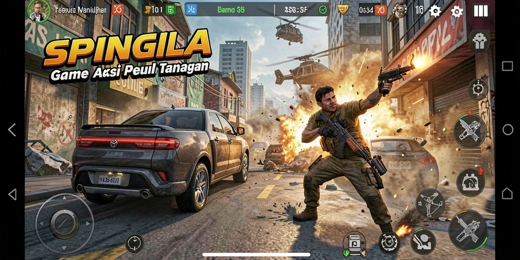 Tampilan gameplay seru di SPINGILA dengan pertarungan yang epik.