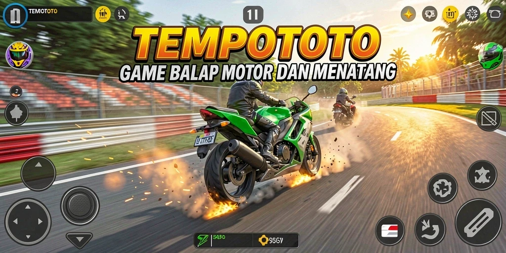 Tampilkan gameplay seru dalam balapan motor di TEMPOTOTO.